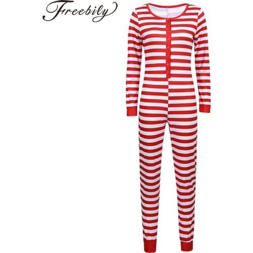 Womens Soft Striped Pajamas Jumpsuit Christmas Female Nightwear Autumn Winter Long Sleeve Home lounge Sleepwear Nightgown 2020
