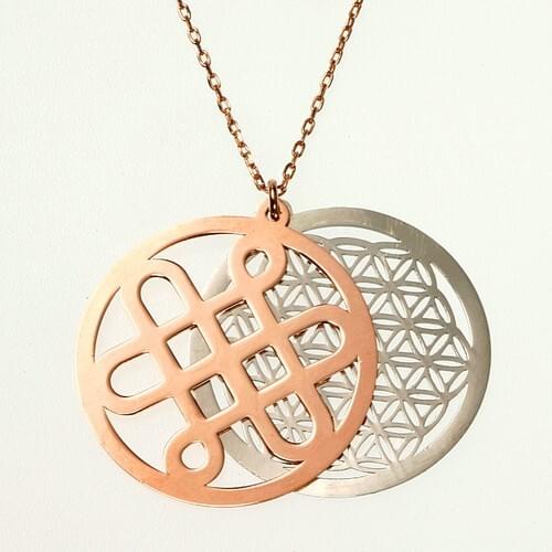 Womens Silver Real 925 Sterling Necklace Quality Yoga Series Sacred Geometry Flower of Life Double Rose. HBV00000V058G