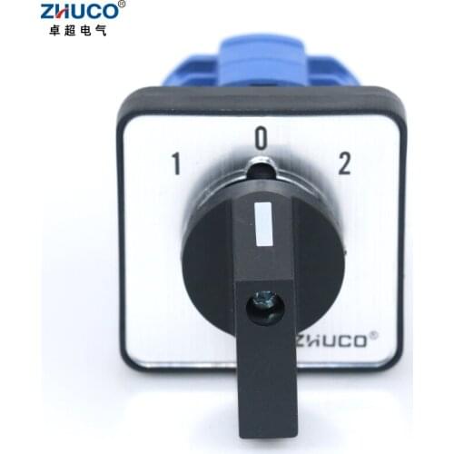 ZHUCO SZW26/LW26-20 20A 660V 1-0-2 Two Pole Three Position 64X64 48X48 mm Panel Transfer ON OFF ON Changeover Cam Switch