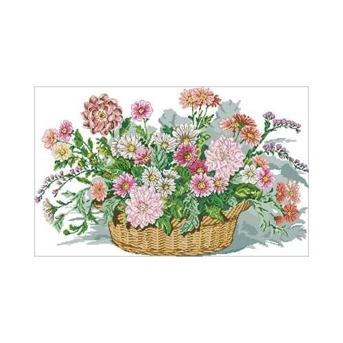 Magazine A basket of flowers Needlework,For Embroidery,DIY 14CT Unprinted Arts Cross stitch kits Set Cross-Stitching Home Decor