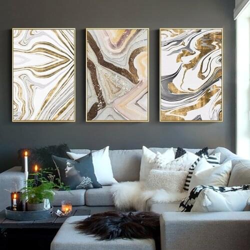 Golden Wall Art Canvas Abstract Painting Nordic Posters and Prints Decorative Wall Pictures for living Room Modern Home Decor