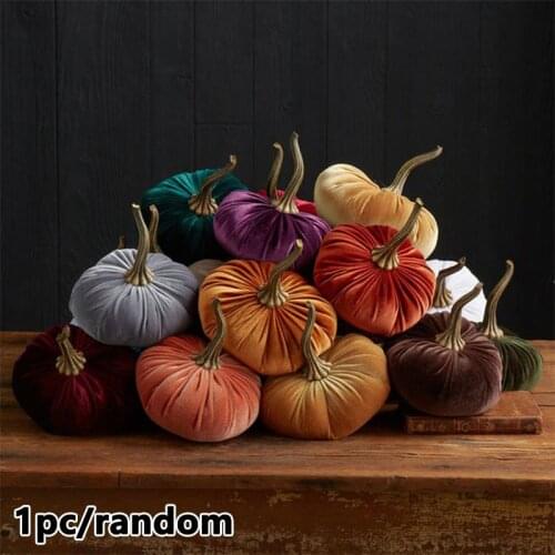 1PC Halloween Pumpkins Decor Stuffed Pumpkin Velvet Handmade Foam Cloth Ornament Halloween With Exquisite Random Color