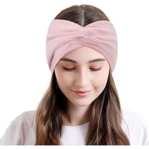 1 PCS Comfortable Soft Knitting Cotton Girl Headband Solid Color Cross Knotted Elastic Yoga Hairband Lady Headwear Birthday Gift