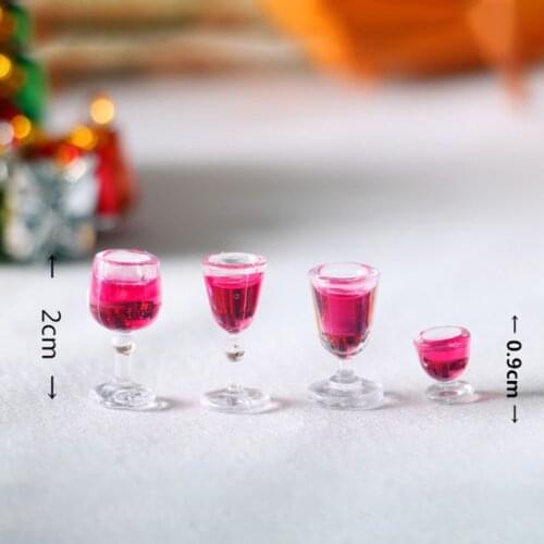 2/3/4Pcs 1/12 Dollhouse Miniature Wine Glasses Goblet Room Accessory Red Cups Goblet Model Foods for Dolls House Accessories