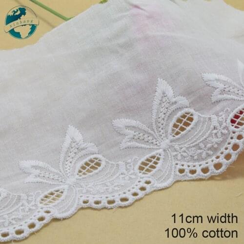 3yards 11cm width 100% Cotton embroidery lace french lace ribbon fabric guipure diy trims warp knitting sewing Accessories#3309