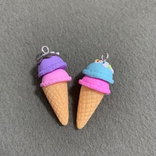 50PCS Polymer Clay Resin Simulation Food Ice Cream Pendant DIY Accessories Charms Handmade Necklace Keychains Earrings