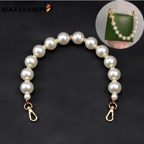 BAMADER Pearl Chain Purse Strap Handmade DIY Woman Pearl Shoulder Bag Strap bag with short handle Strap O bag Handle accessories
