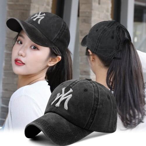 Embroidery MY Ponytail Baseball Cap Washed Cotton Womens Sun Hat Messy Bun Hip Hop Caps Female Adjustable Snapback Hats
