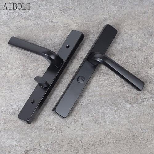 Black Very Narrow Side Door Frame Balcony Bathroom Bathroom Door Lock Kitchen Toilet Toilet Single Tongue Handle Without Key