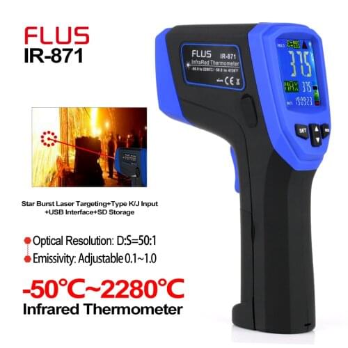 FLUS Digital Infrared Thermometer Non-contact Circular Color IR Thermometer Handheld Portable Electronic Outdoor Thermometer