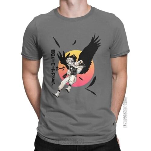 Men Hawks Bird Mens T Shirt My Hero Academia 100% Cotton Clothes Vintage Classic Short Sleeve O Neck Tee Shirt Summer T-Shirt