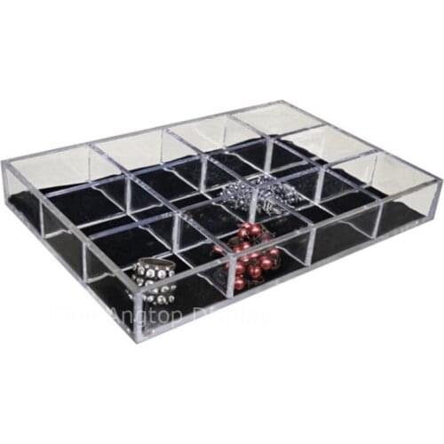 Hot Sale Acrylic DIY Jewelry Beads Making Storage Tray Earring Rings Display Box With Black Bottom