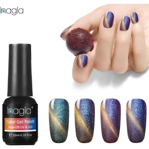 Inagla Magnet 24 Bling Colors Chameleon 10ml Cat Eye Gel Polish Soak Off UV & LED Lamp Gel Nail Art Design Base Top Coat