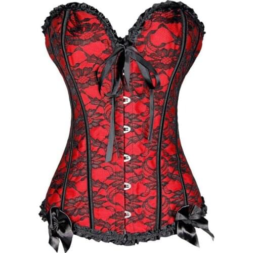 Lace Corsets Bows Overbust Womens Lace Up Victorian Style Corsets