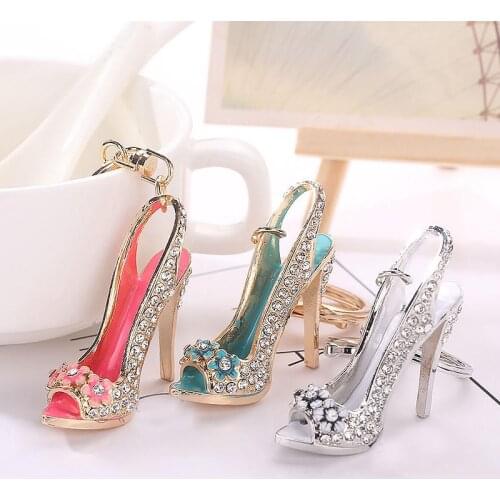 Cute High Heel Pendant Keychain For Women Girls Charm Car Keyring Holder Crystal Rhinestone Key Chains Bag Jewelry Accessories