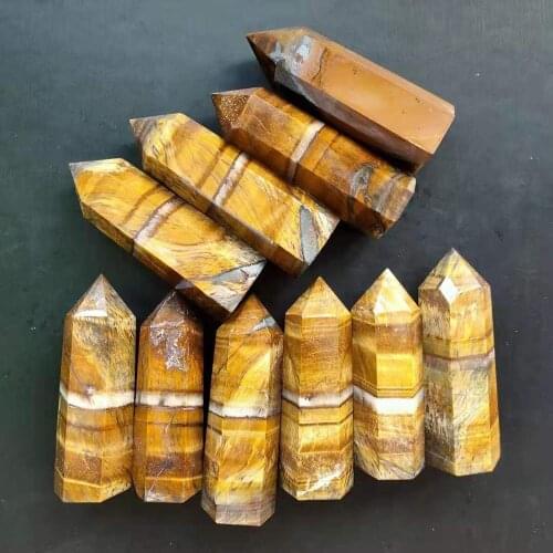 Natural tiger eye wand point quartz crystal mineral gemstones reiki healing for gifts 1pcs