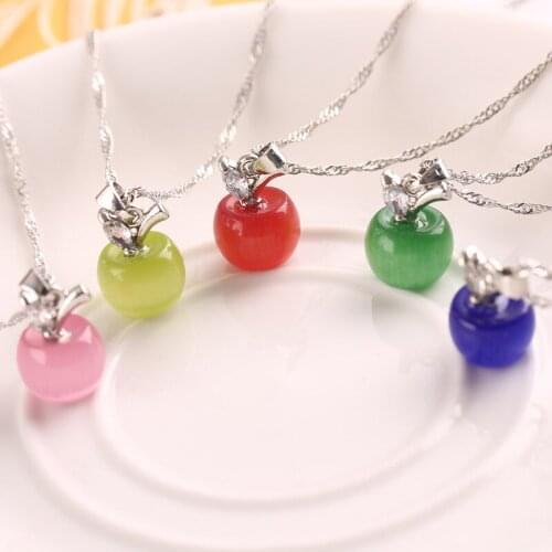 2021 New Fashion Women Fruit Shape Pendants Necklace High Quality Opal Natural Stone Charm Chain Clavicle Necklace Jewelry Gifts