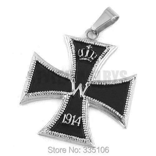 Wholesale 1914 World War I Crown German Army Iron Cross Pendant Stainless Steel Jewelry Classic Cross Biker Men Pendant SWP0301A