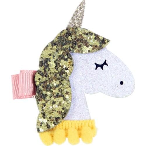 Wholesale Baby Cartoon Glitter Metallic Unicorn Hair Clips Girls Hairpins For Kids Unicorn Party Hair Accessories Performance