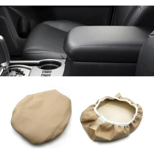 Beige For Toyota 4Runner 2010 2011 2012 2013 2014 2015 2016 2017 2018 Center Control Armrest Box Leather Cover Trim Elastic Band