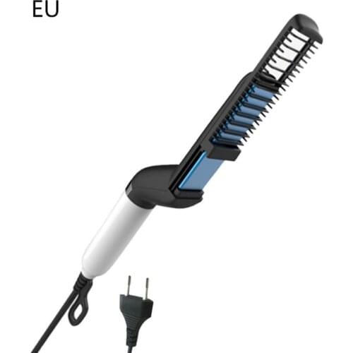 Professional Men Heat Hair Styling Ceramic Curler Straightener Multifunctional Hair Comb Brush Hair Volumize Straighten