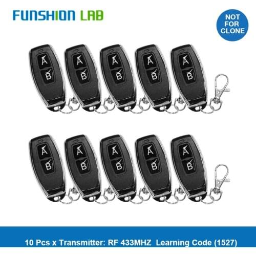 FUNSHION 433 MHz RF Remote Control Learning Code 1527 EV1527 For Gate Garage Door Controller Alarm Key 433mhz Included Battery