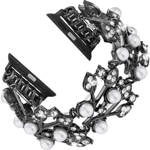 Watchband for apple watch band 44mm 42mm iwatch series 5 4 3 2 40mm 38mm Elastic Pearl Beaded Bracelet Replacement Cuf Wristband