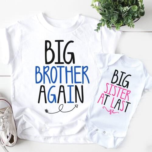 Big Brother Again Big Sister at last Shirts Sibling matching tops Big Brother Again Big Sister tees Pregnancy Announcement