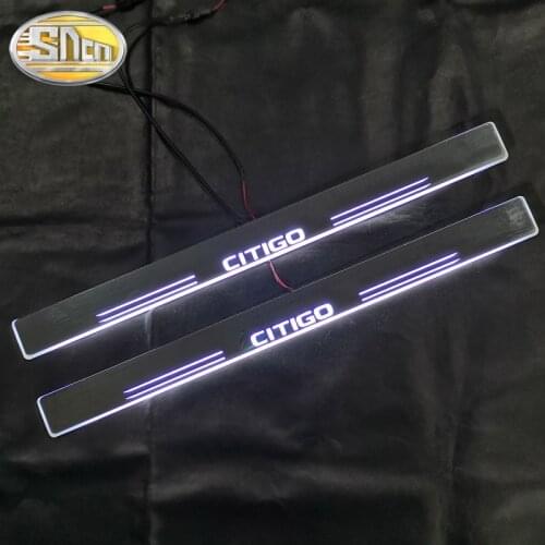 SNCN Car LED Door Sill For Skoda Citigo 2013 - 2021 Ultra-thin Acrylic Dynamic LED Welcome Light Scuff Plate Pedal