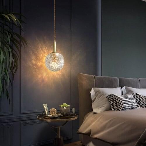 Modern LED Crystal Ball Pendant Lights Dining Room Bar Hanging Lamp Bedroom Bedside Living Room Home Decoration Kitchen Lighting