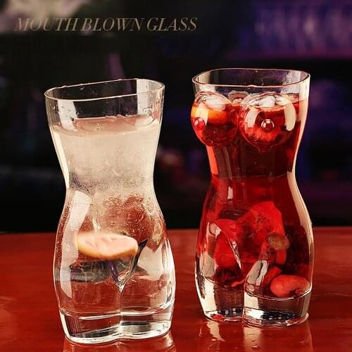 Sexy Lady Men Durable Double Wall Whiskey Glasses Wine Shot Glass Big Chest Beer Cup Creative Body Shape Glass Cup