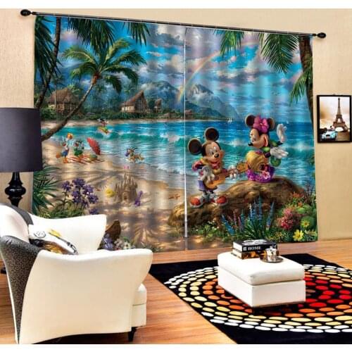 Disney Mickey Minnie Mouse Blackout Curtains Bedroom Living Room Kitchen Computer Room Home Decoration for Children Girls Boys