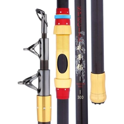 2.1m-4.5m Distance Throwing Pole Anchor Fishing Rod Carbon Super Hard Telescopic Wedkarstwo Olta Spinning Peche Vara De Pesca