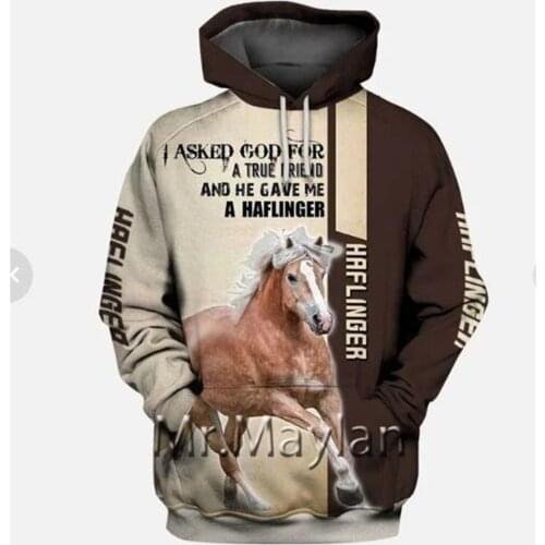 HaflingerHorse 3D Full Printing Hoodie Men Jacket Men/women Casual Streetwear Boys Hip Hop Hood Sweatshirts Mens Hipster Clothes