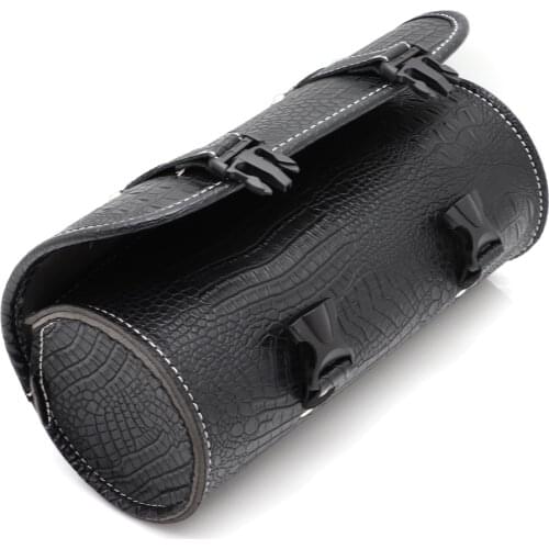 Universal Roll Barrel Racing Tail Barrel Storage Black Motorcycle Tool Bag Front Fork Handlebar Plastic Buckle Saddlebag