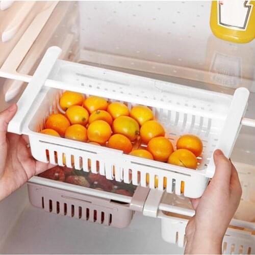 Retractable Food Storage Basket Refrigerator Fresh-Keeping Drawer Storage Container Multifunctional Household Organizer Dropship