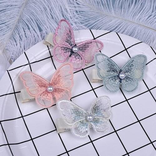 2021 Baby Girls Cute Butterfly Hairpins Sweet Hair Clips Barrettes For Infant Kids Bebe Pearl Kawaii Hair Accessories