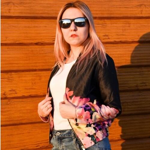 Obrix Flower Bomber For Women Spring Autumn Light Female Jacket