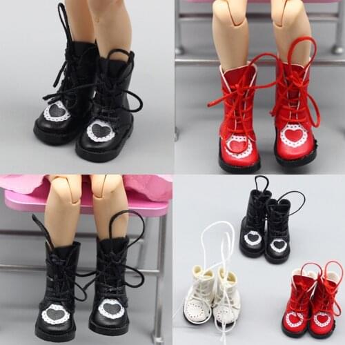 1pair PU Leather 1/8 Doll Boots For BJD 1/6 Dolls Shoes For Blythe Licca Jb Doll Mini Boot 3.2cm Hot Sale