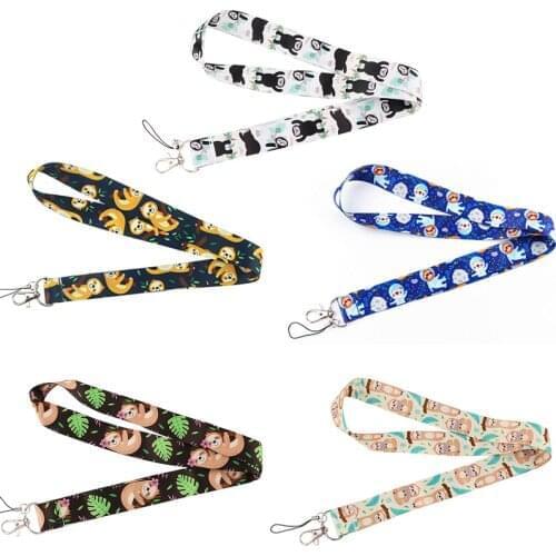 10pcs/lot J2953 Cartoon Sloth Animal Neck Strap Lanyards for keys ID Card Pass Gym Mobile Phone USB badge holder DIY Hang Rope