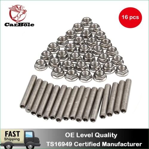 CarBole 16pcs 304 Stainless Steel Exhaust Manifold Stud M8*50 For Ford 4.6 & 5.4 Liter V8 Car Part