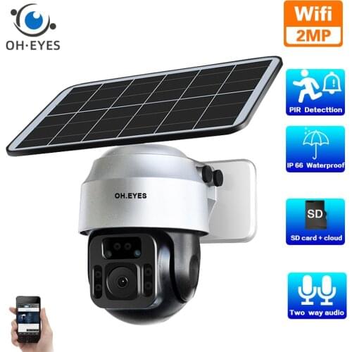 2MP CCTV Wifi IP Camera Solar Power Battery Outdoor Waterproof Two Way Audio Security Surveillance Camera PTZ Wireless 1080P Cam