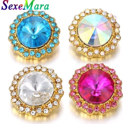 6pcs/lot New 18mm Metal Snap Buttons Jewelry Rhinestone Flower Snap Jewelry Fit 18mm Snaps Bracelet Necklace Button Jewelry