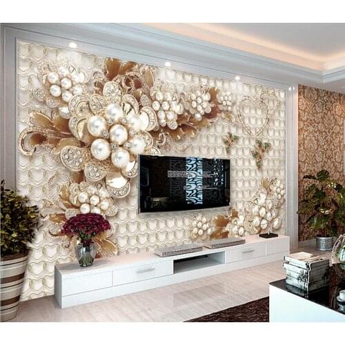Beibehang Custom large murals Luxury jewelry flower embossed living room bedroom TV background wall 3d wallpaper