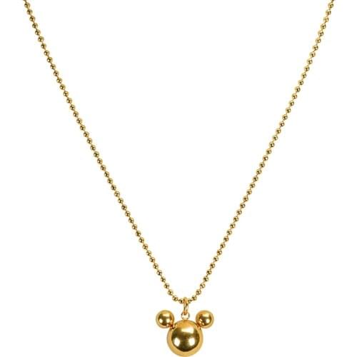 Titanium Beads Chains Mouse Charms Necklace Women Stainless Steel Jewelry Designer T Show Runway Gown Rare Glam Japan Ins