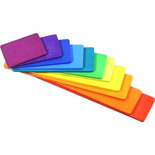 11 Packs Wooden Rainbow Building Blocks Boards Montessori Preschool Toys