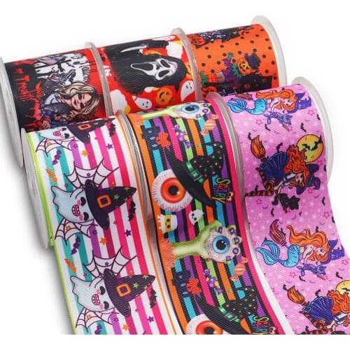 DIY Handmade Materials Printed Grosgrain Halloween Ribbon 50 Yard Per Size 54994