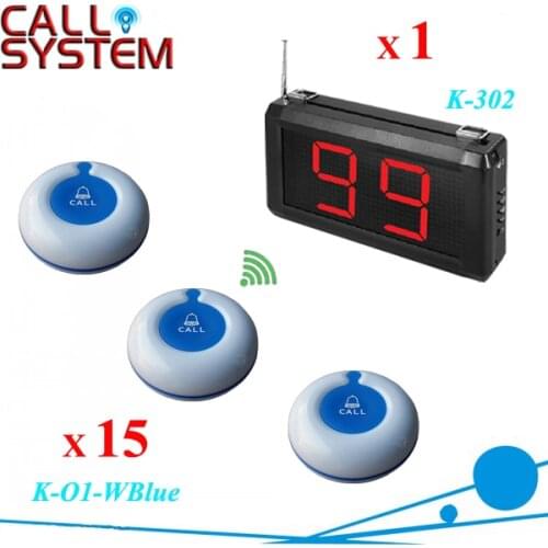 1 set Electronic table order buzzer service 15pcs with 1 wall receiver show 2 digits number