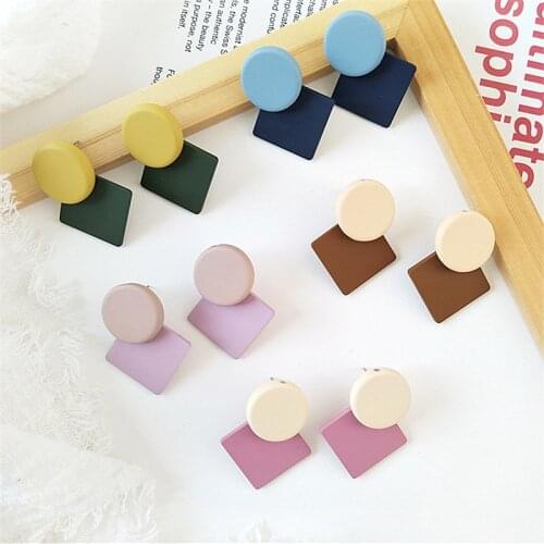 Scene geometry square inferior smooth earrings, 2018 Ms fashion dazzle colour earrings Color jewelry wholesale