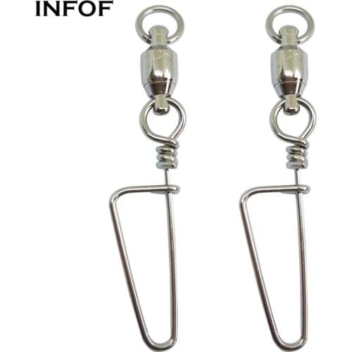 INFOF 100-pieces Ball Bearing Snap Swivel Fishing Swivels Hook Stainless Steel Feeder Fishing Equipment Lure Hook Connector